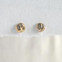 Gold NUGGET stud earrings, white porcelain paper clay, gold pins