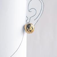 Gold NUGGET stud earrings, white porcelain paper clay, gold pins