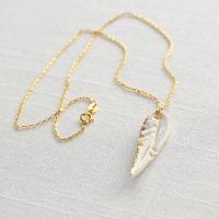 White porcelain feather, white feather, dainty feather necklace, gold lustre, 925 sterling silver, gold vermeil, 1st annivers