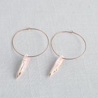Porcelain earrings, pink feather earrings, gold lustre, sterling silver, vermeil, 14kt, rose gold filled, VanillaKiln, feathe