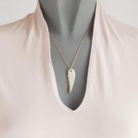 White porcelain feather, white feather, dainty feather necklace, gold lustre, 925 sterling silver, gold vermeil, 1st annivers