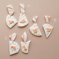 No6, TERRAZZO, mis-matched earrings, porcelain, gold, fun earrings, designer earrings, statement earrings, are terrazzo inspi
