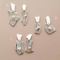 No5, TERRAZZO earrings, mis-matched earrings, gold white porcelain earrings, statement earrings, stainless steel pins, 24 car