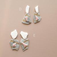 No5, TERRAZZO earrings, mis-matched earrings, gold white porcelain earrings, statement earrings, stainless steel pins, 24 car