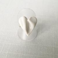 DRAPED heart ring, adjustable, porcelain silver