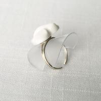DRAPED heart ring, adjustable, porcelain silver
