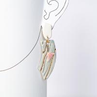 No5, TERRAZZO earrings, mis-matched earrings, gold white porcelain earrings, statement earrings, stainless steel pins, 24 car