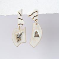 No2, TERRAZZO earrings, mis-matched earrings, porcelain, 24 carat gold, TERRAZZO inspired, mis-matched earrings, gold white p