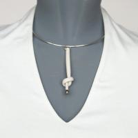 Love KNOT, porcelain necklace, bride necklace, tying the knot, white porcelain knot necklace, 925 sterling silver, silver sna