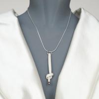 Love KNOT, porcelain necklace, bride necklace, tying the knot, white porcelain knot necklace, 925 sterling silver, silver sna