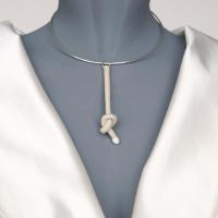 Love KNOT necklace, blonde, omega necklet, tying the knot, stoneware necklace, bride necklace, wedding necklace, silver ring 
