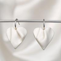 White draped hearts earrings, 925 sterling silver, semi circular wires, white heart earrings, wedding jewellery, bride earrin