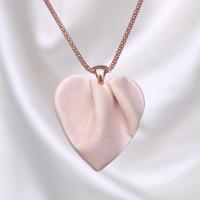 DRAPED heart necklace, medium pink porcelain, choose rose gold chain