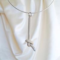 Love KNOT necklace, blonde, omega necklet, tying the knot, stoneware necklace, bride necklace, wedding necklace, silver ring 