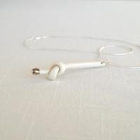 Love KNOT, porcelain necklace, bride necklace, tying the knot, wedding necklace, white porcelain knot necklace, 925 sterling 