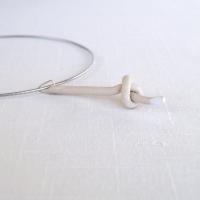 Love KNOT necklace, blonde, omega necklet, tying the knot, stoneware necklace, bride necklace, wedding necklace, silver ring 