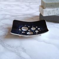 BUBBLE soap dish, white porcelain, ceramic soap dish, draining soap dish, Vanillakiln, bubble design, glaze, UK, drain holes,