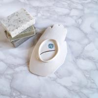 ceramic, HAND soap dish, white porcelain, blue grey, Vanillakiln, UK, porcelain hand, ceramic hand, grey soap dish,