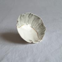 RUCHED No1, freeform bowl, porcelain jewellery bowl, white grey gold, VanillaKiln, UK, hand made jewellery dish, porcelain ri