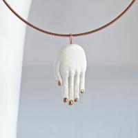 HAND necklace, porcelain, choose rose gold chain