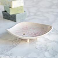 PEBBLE soap dish, white porcelain, drain holes, pink white, bubble glaze, bathroom accessories, coastal decor, porcelain soap dish, bubble soap dish, pretty soap dish, VanillaKiln, 