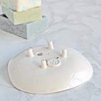 PEBBLE soap dish, white porcelain, drain holes, pink white, bubble glaze, bathroom accessories, coastal decor, porcelain soap dish, bubble soap dish, pretty soap dish, VanillaKiln, 