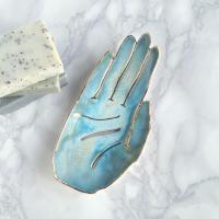 ceramic, HAND soap dish, white porcelain, aqua soap dish, Vanillakiln, UK, porcelain hand, ceramic hand, aqua soap dish, drai