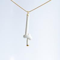 Love KNOT necklace, porcelain knot necklace, love knot, white porcelain necklace, gold heart necklace, 24 k gold lustre, whit