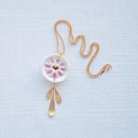 HEART blossom necklace, heart necklace, white porcelain, gold fill bead chain, Vanillakiln, 18th anniversary gift