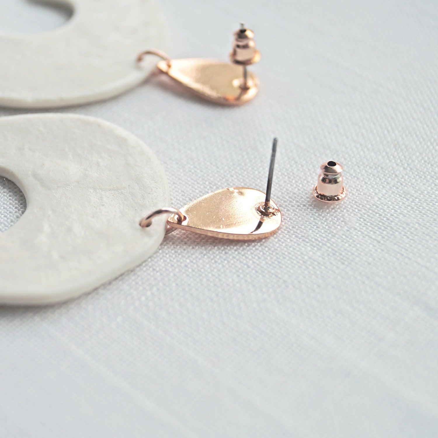 Shape porcelain rose gold statement earrings by VanillaKiln
