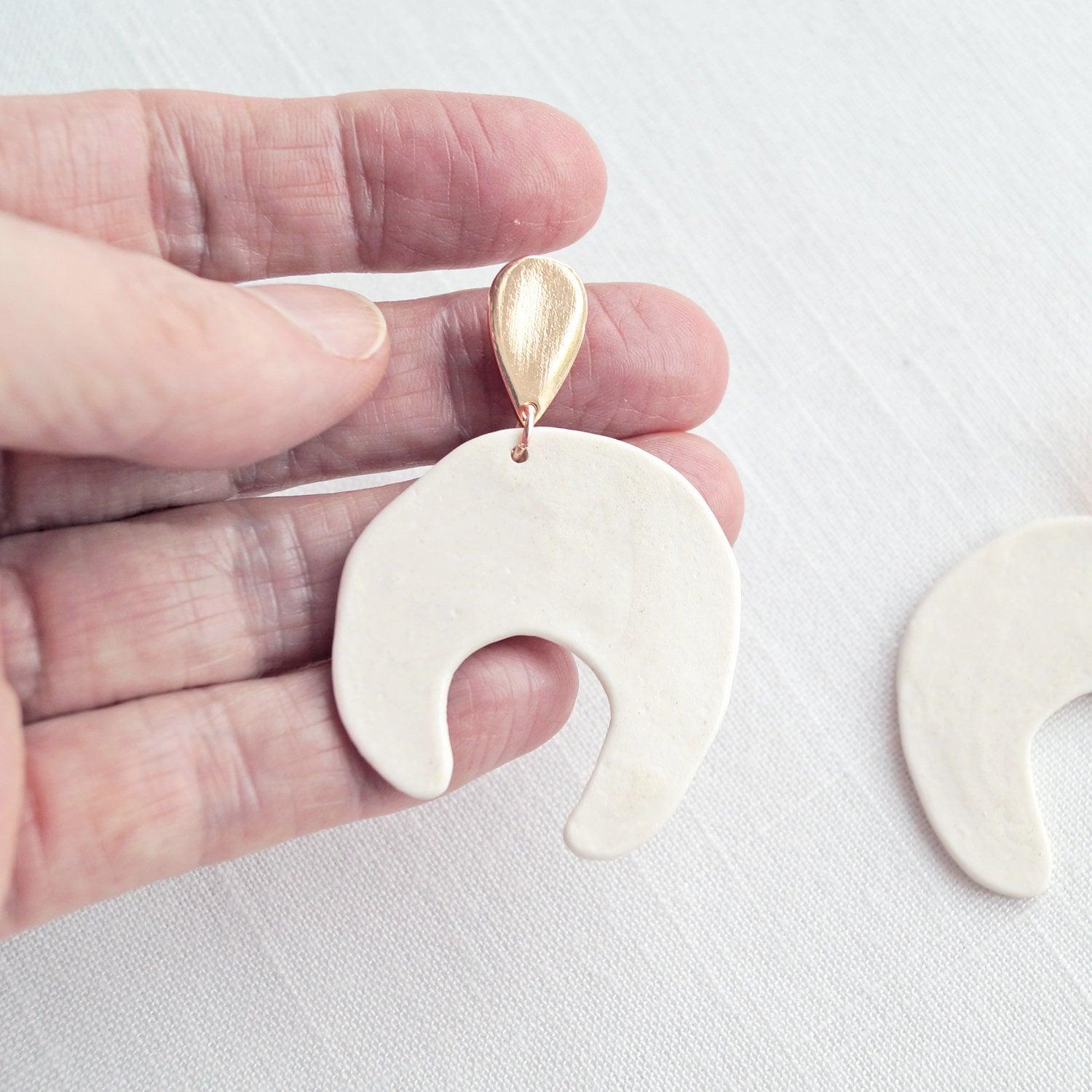 Shape porcelain rose gold statement earrings by VanillaKiln