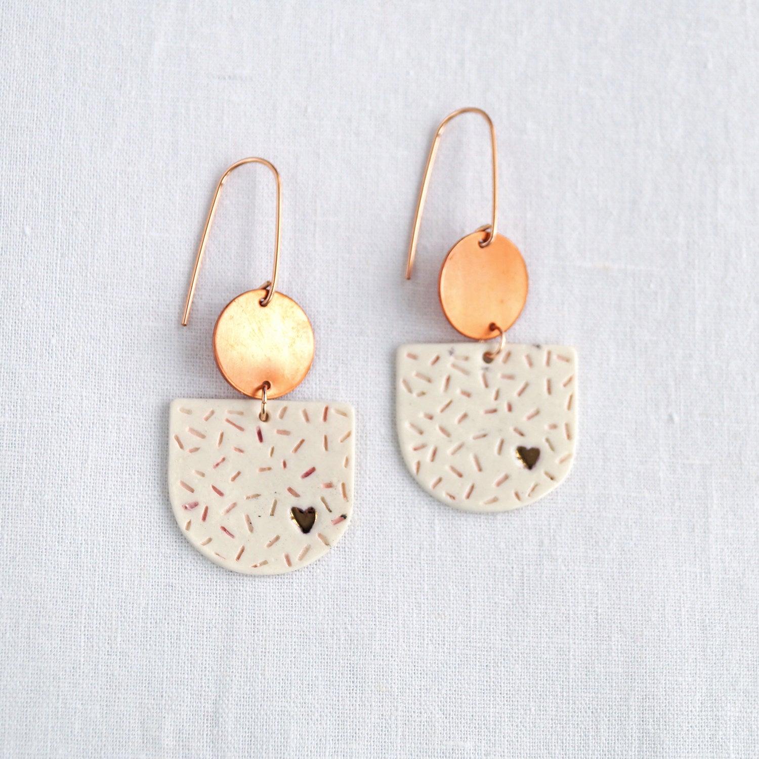 Rainbow statement earrings, copper rainbow earrings, copper earrings, 7th anniversary, copper gift, rose gold earrings, Vanil