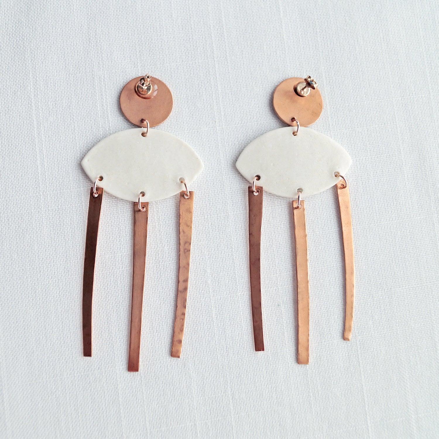Wink porcelain copper rose gold statement earrings VanillaKiln