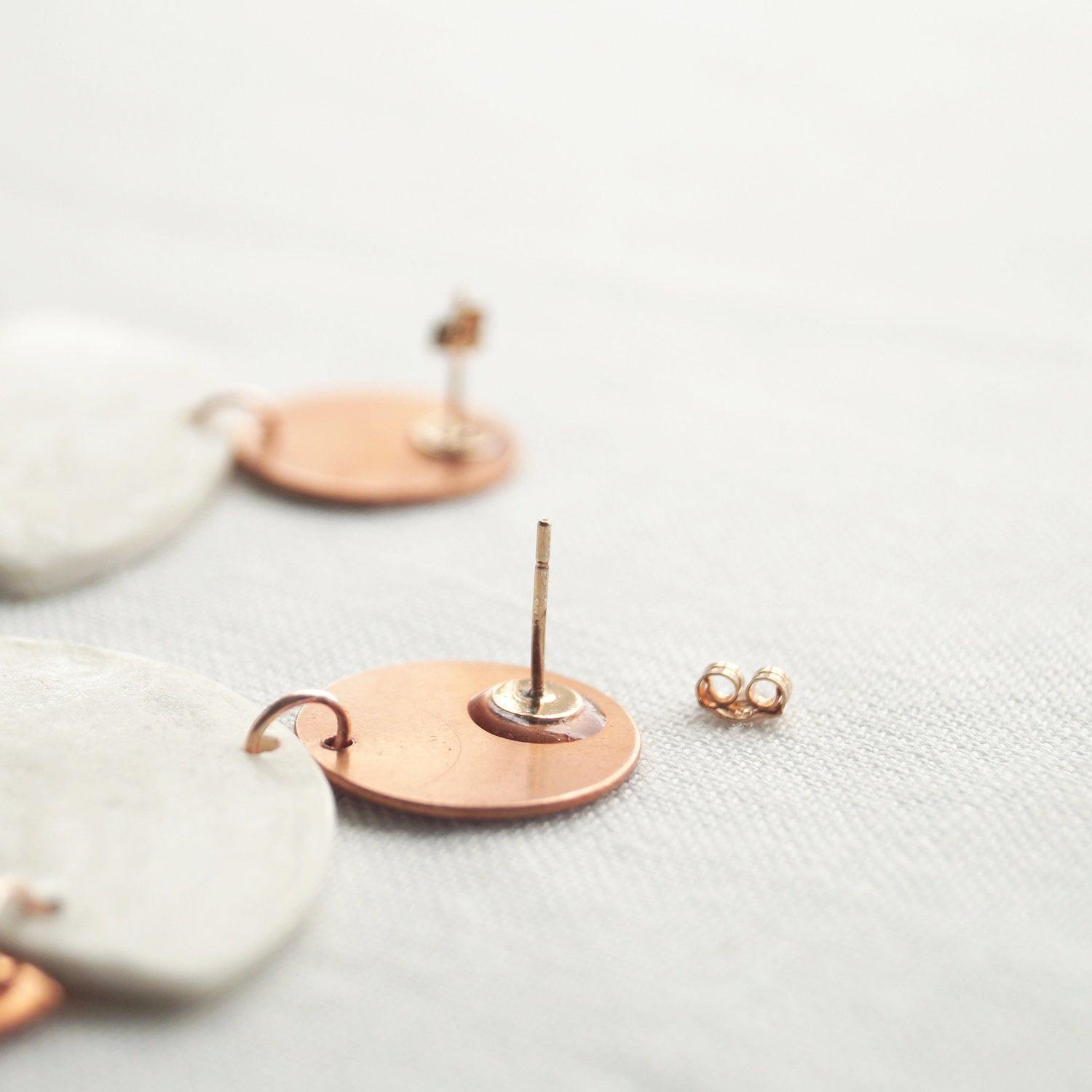 Wink porcelain copper rose gold statement earrings VanillaKiln