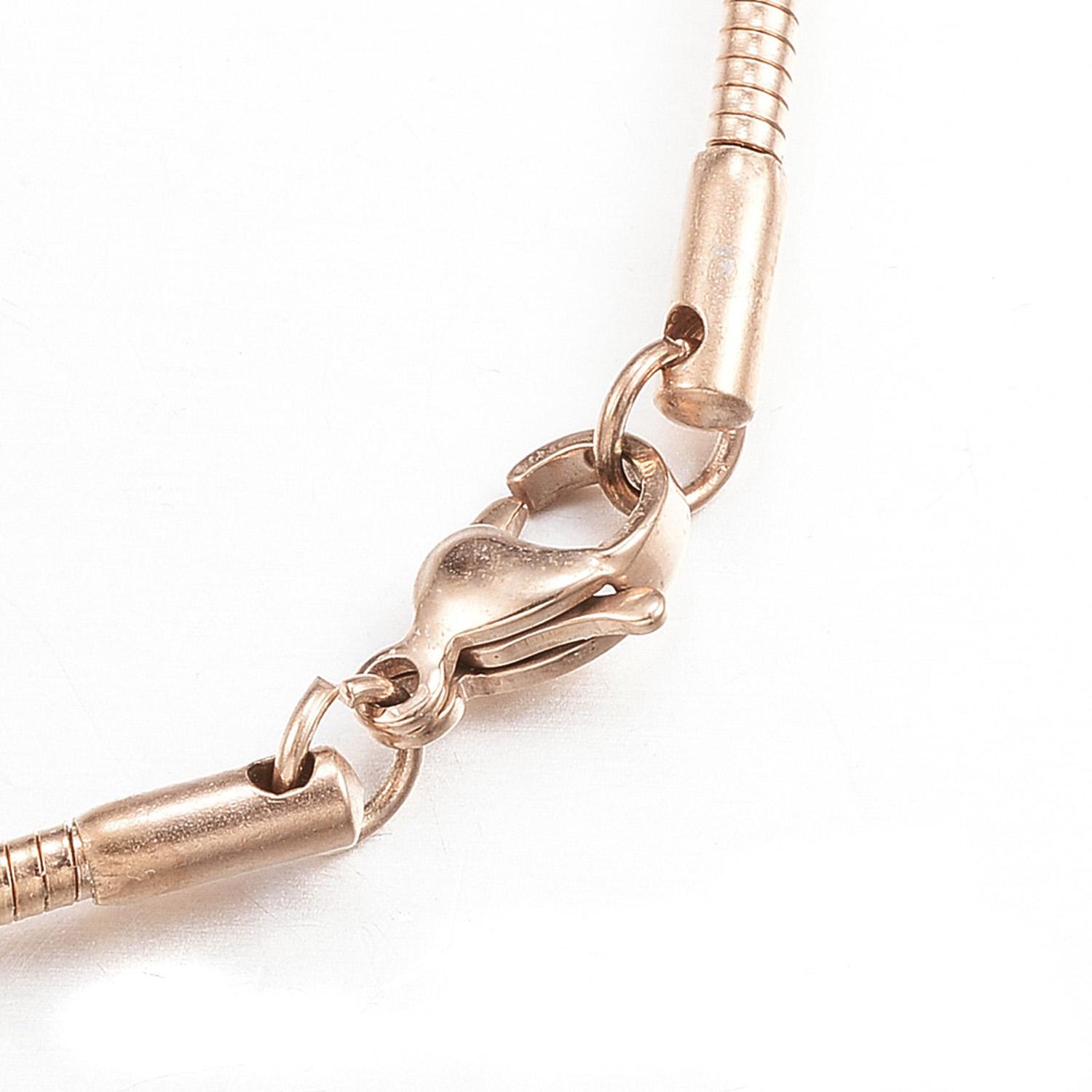 porcelain gift, draped heart necklace, pink satin, snake chain, rose gold necklace, stainless steel, omega necklet, VanillaKi
