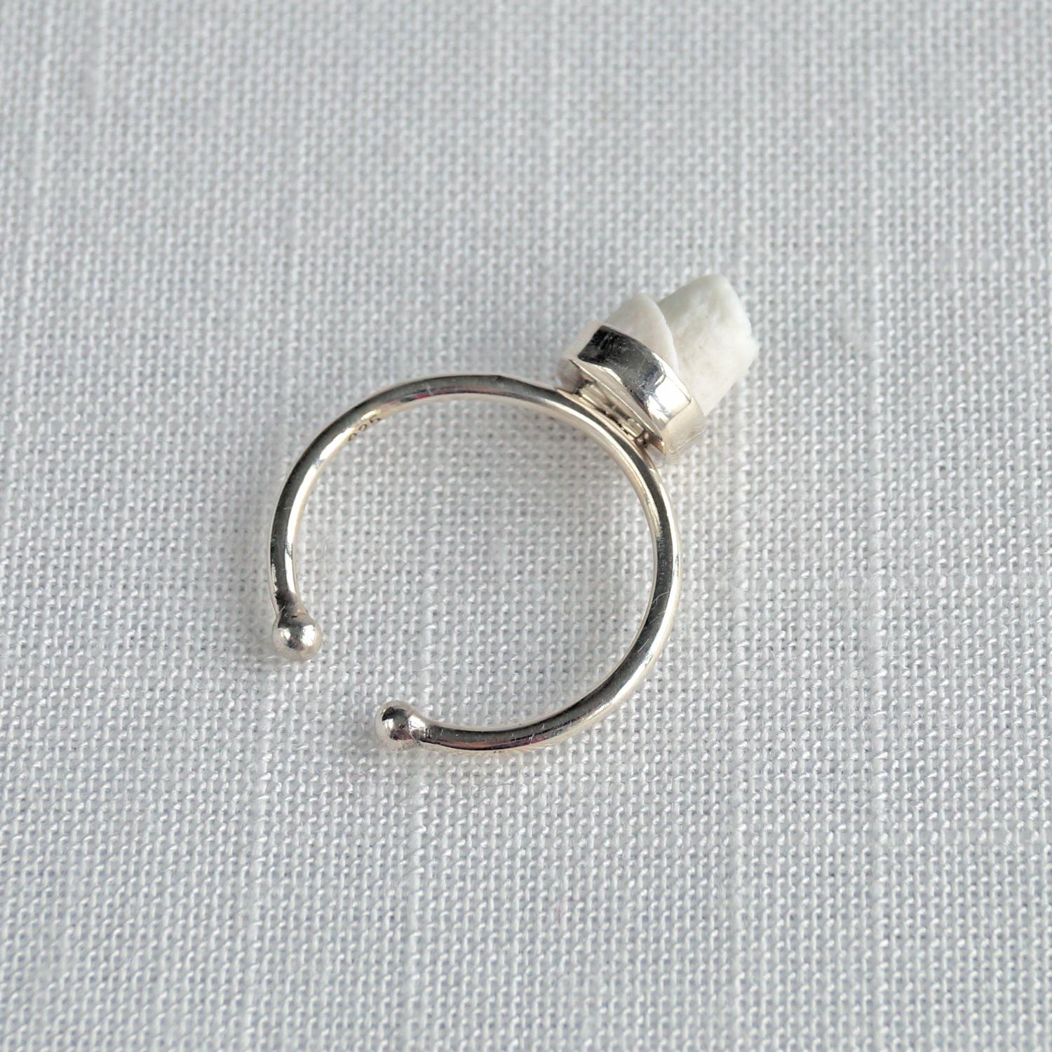 LINEN, white porcelain, adjustable ring, celadon blue, 925 sterling silver, 18th anniversary, wedding anniversary ring, Vanil