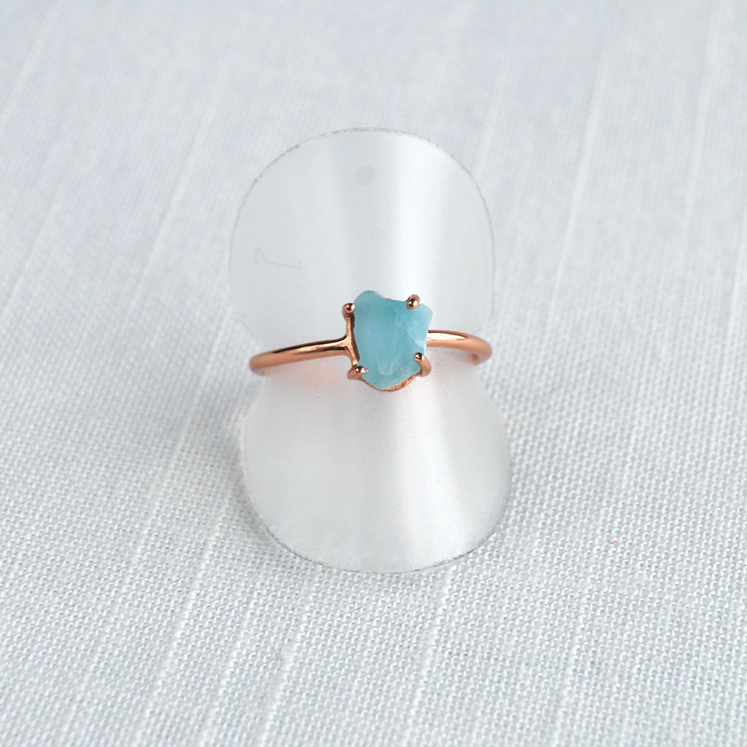 Raw apatite ring, adjustable rose gold ring, Sterling silver, raw gemstone ring, claw setting ring, size L, size P, Vanillaki