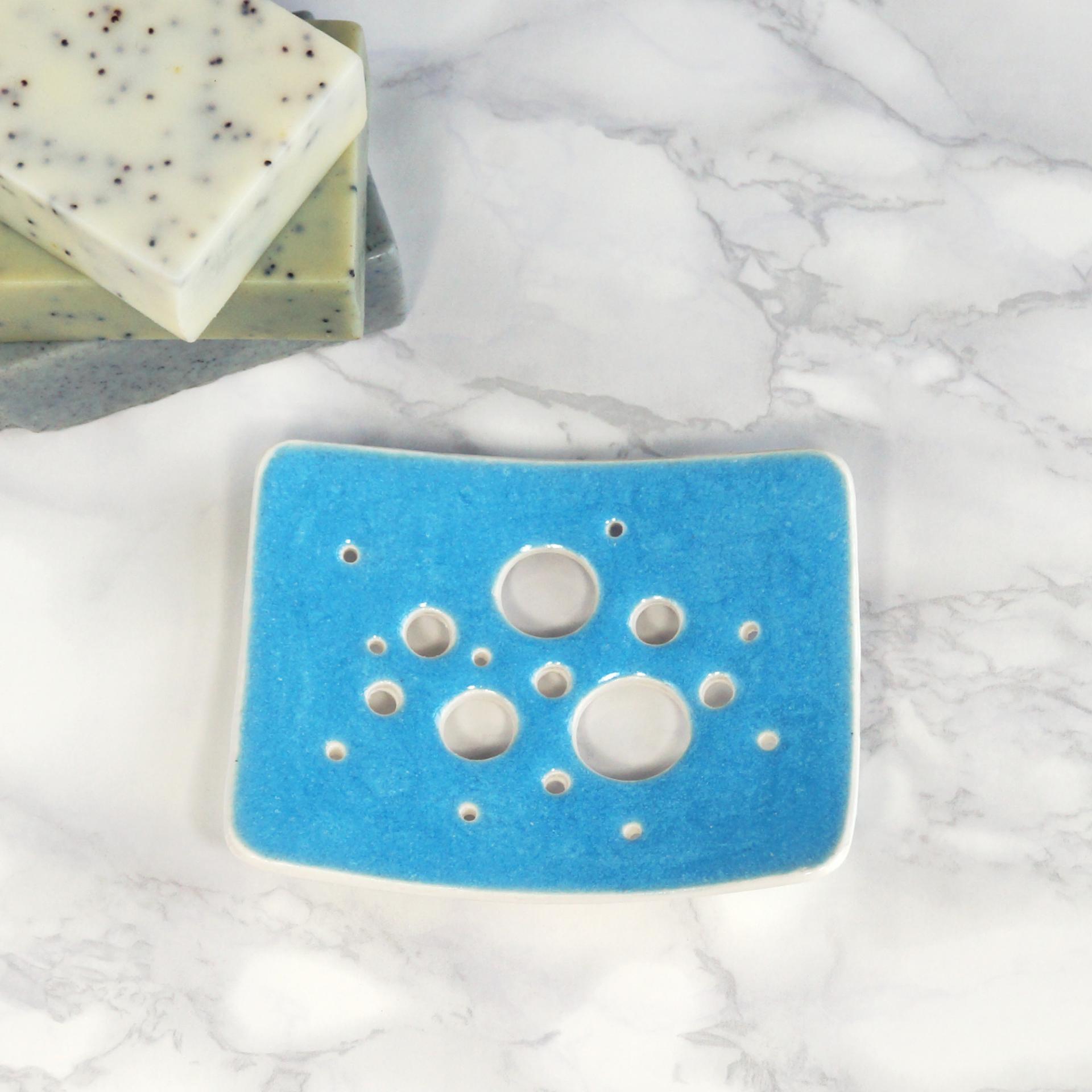 BUBBLE Bubble holes ceramic porcelain soap dish made to order by VanillaKiln