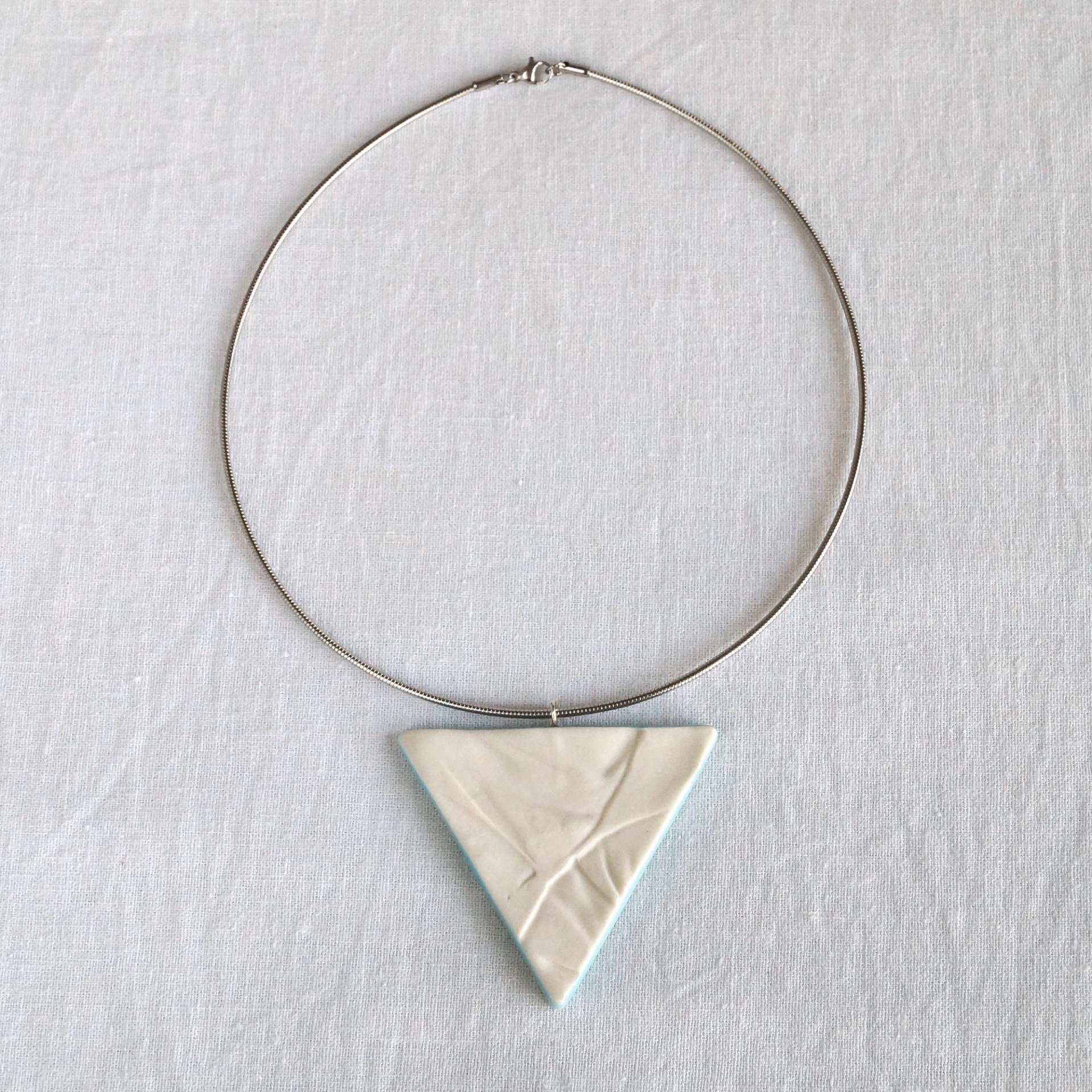 RUCHED triangle necklace, porcelain necklace, fashion jewellery, 11th anniversary, 18th anniversary, porcelain gift for woman