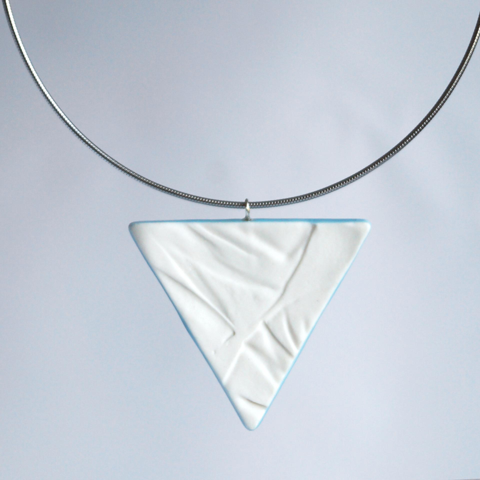 RUCHED triangle necklace, porcelain necklace, fashion jewellery, 11th anniversary, 18th anniversary, porcelain gift for woman