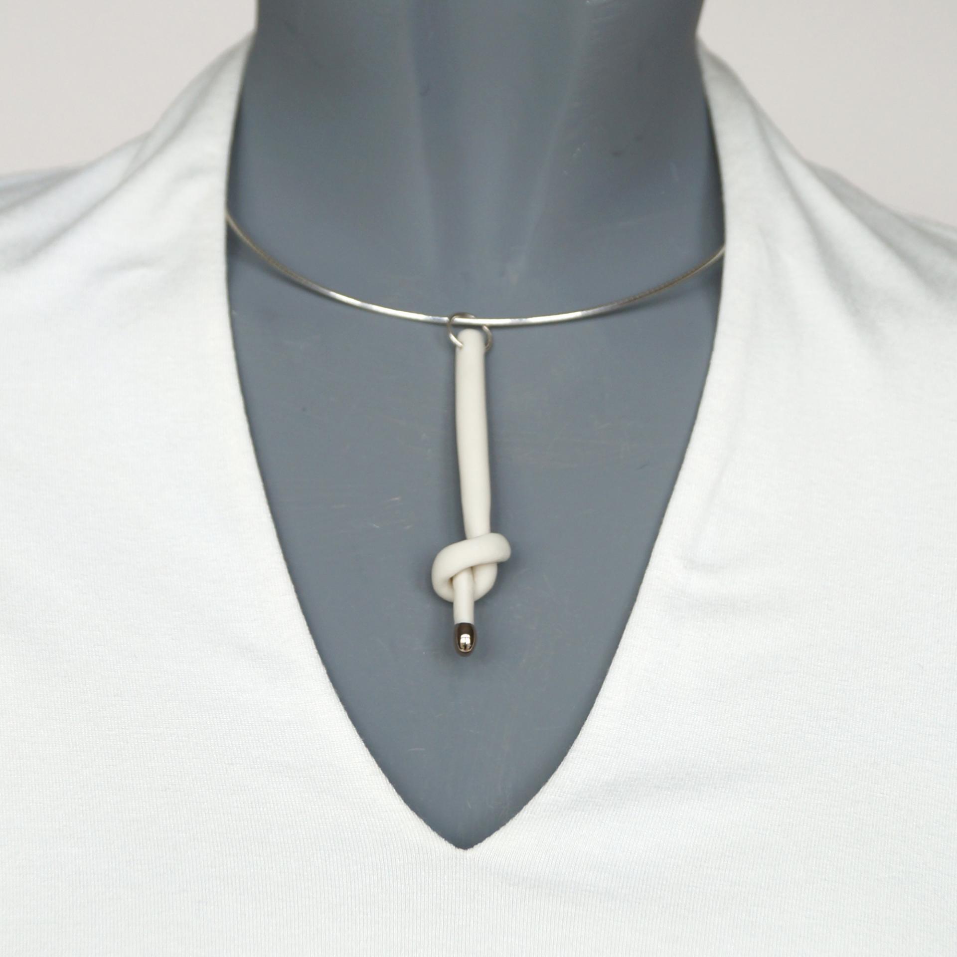 Love KNOT, porcelain necklace, bride necklace, tying the knot, white porcelain knot necklace, 925 sterling silver, silver sna