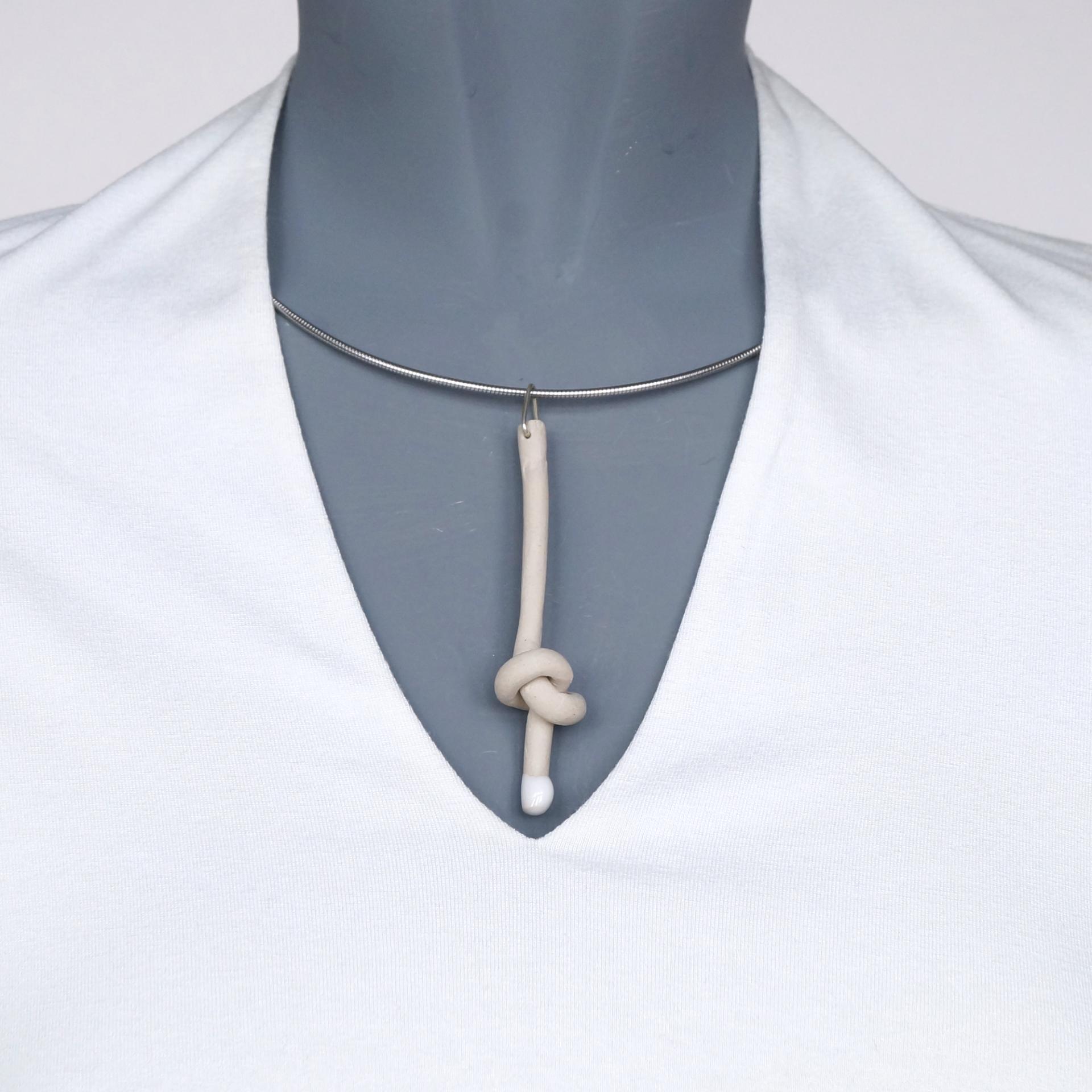 Love KNOT necklace, blonde, omega necklet, tying the knot, stoneware necklace, bride necklace, wedding necklace, silver ring 