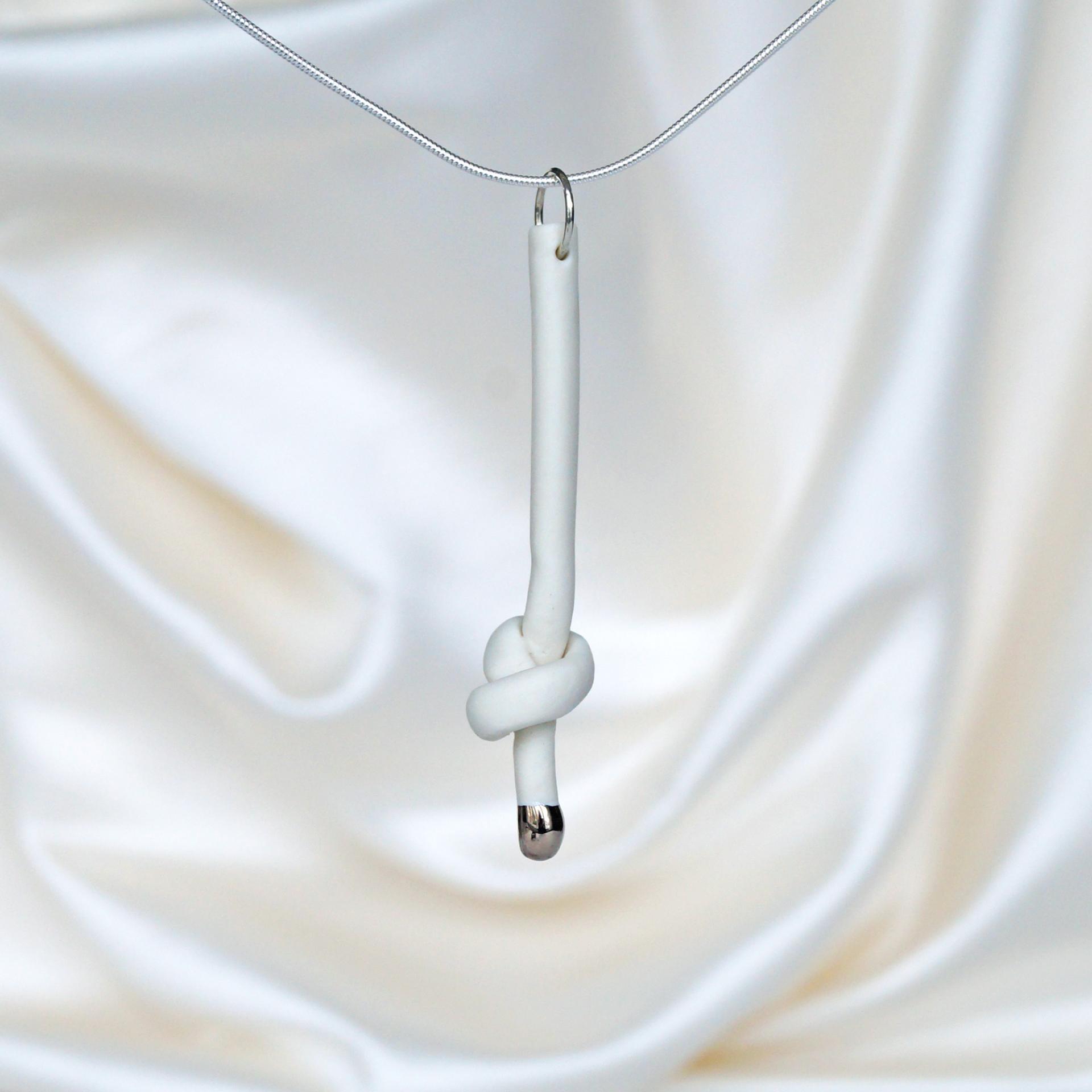 Love KNOT, porcelain necklace, bride necklace, tying the knot, wedding necklace, white porcelain knot necklace, 925 sterling 