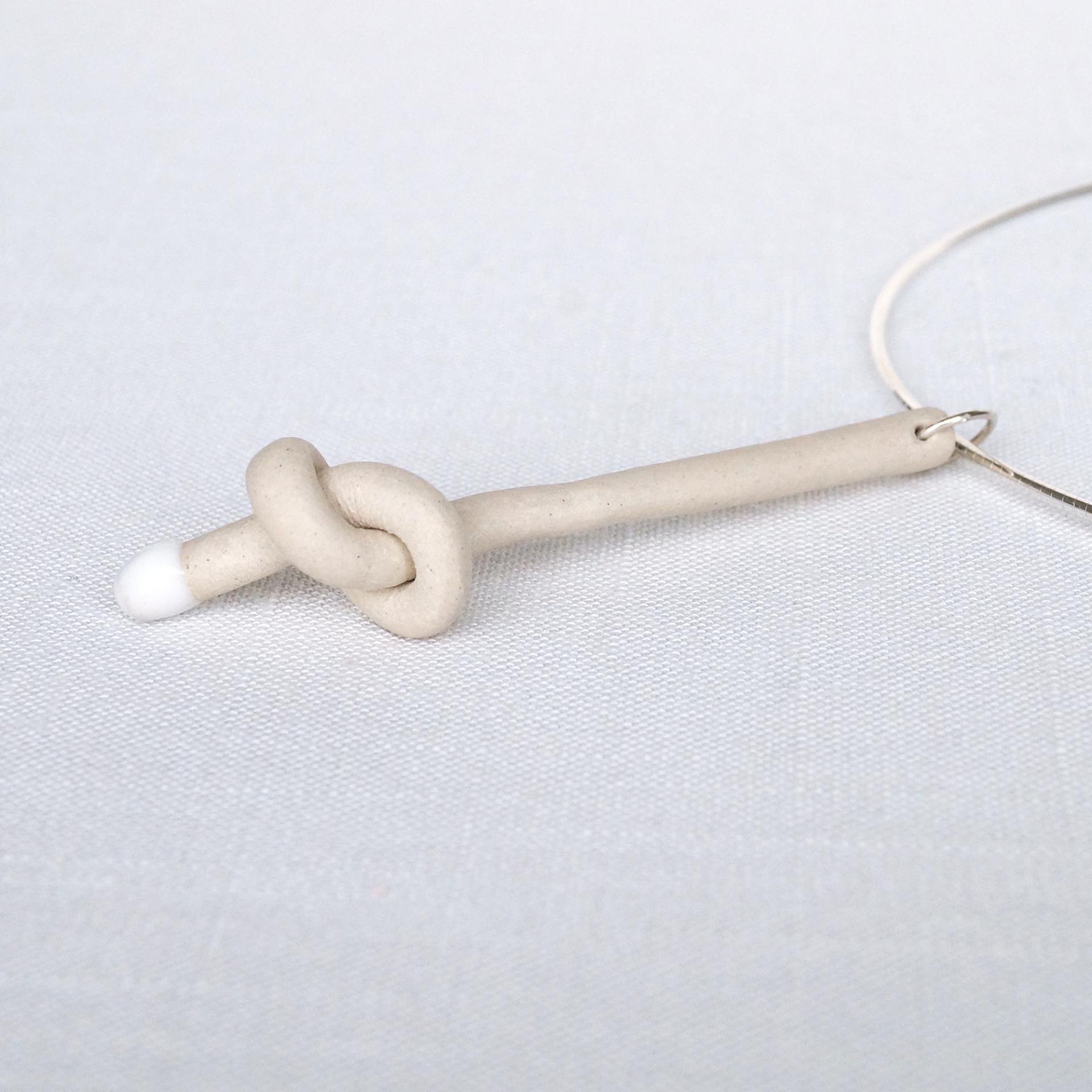 Love KNOT necklace, blonde, omega necklet, tying the knot, stoneware necklace, bride necklace, wedding necklace, silver ring 