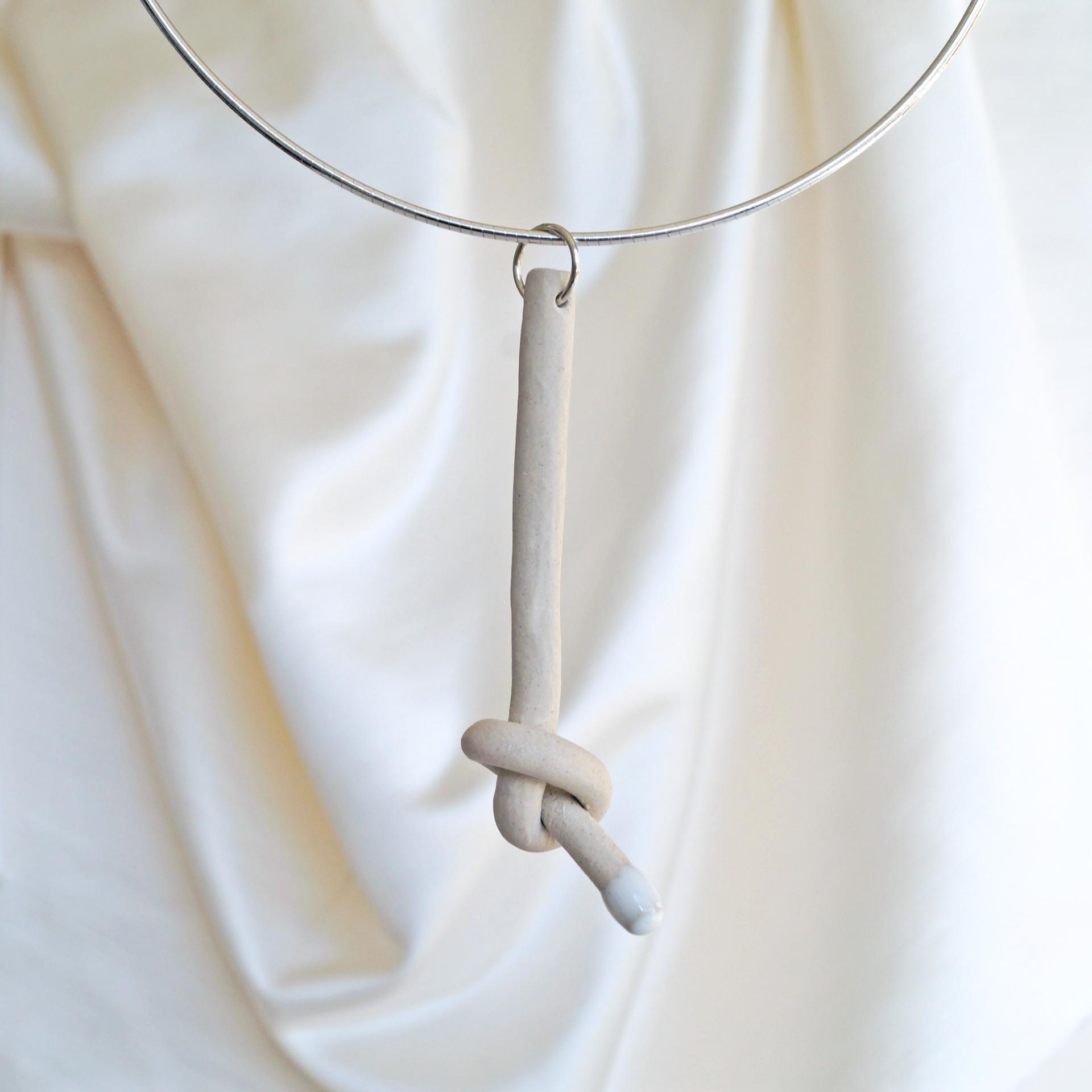 Love KNOT necklace, blonde, omega necklet, tying the knot, stoneware necklace, bride necklace, wedding necklace, silver ring 