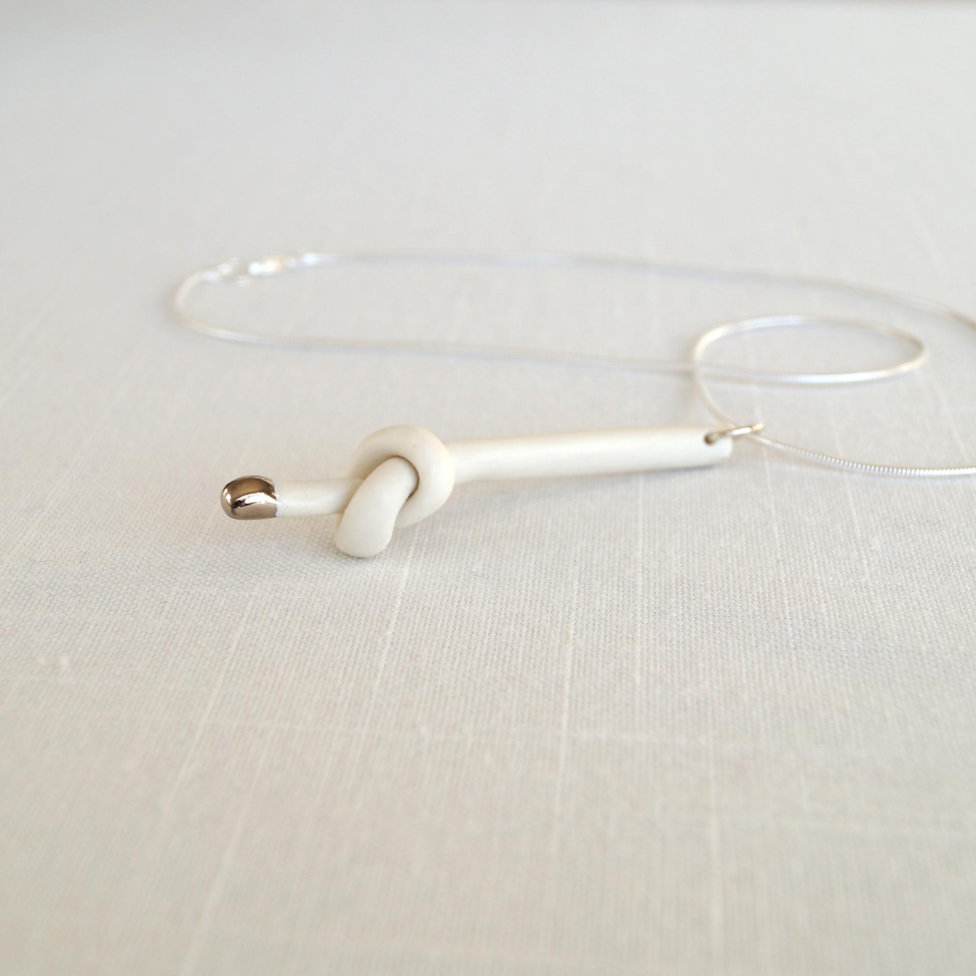 Love KNOT, porcelain necklace, bride necklace, tying the knot, wedding necklace, white porcelain knot necklace, 925 sterling 