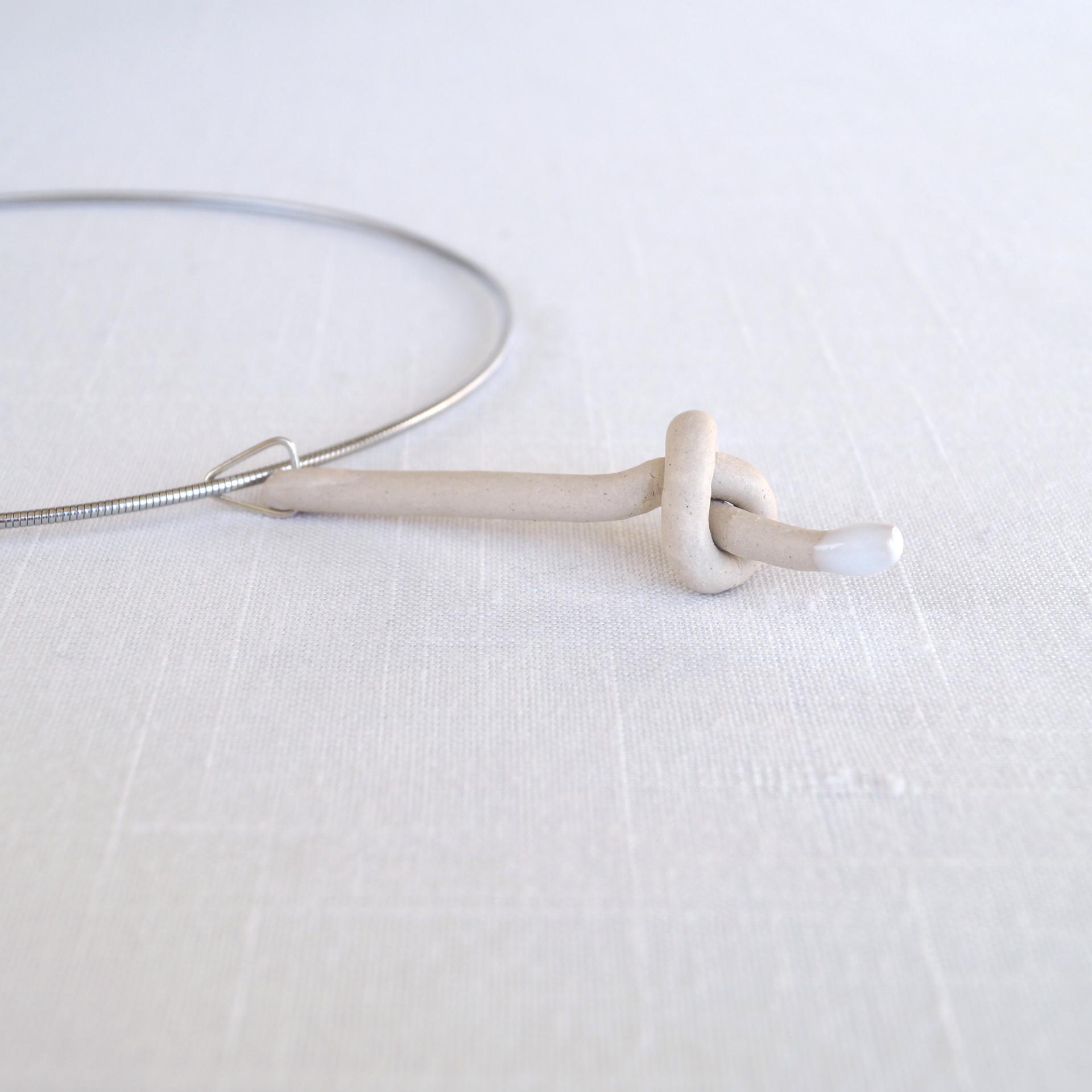 Love KNOT necklace, blonde, omega necklet, tying the knot, stoneware necklace, bride necklace, wedding necklace, silver ring 