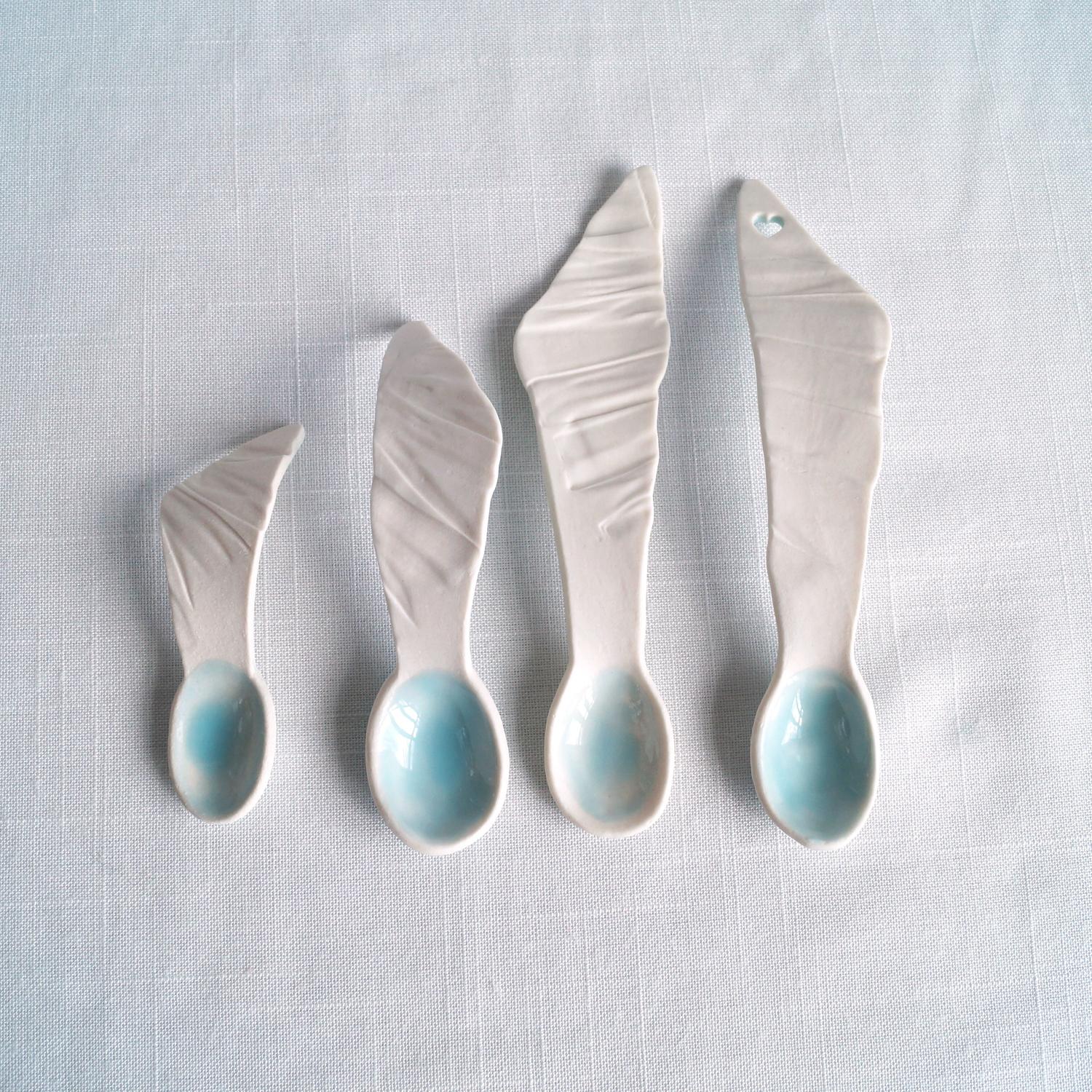 RUCHED No2 porcelain spoon, white blue