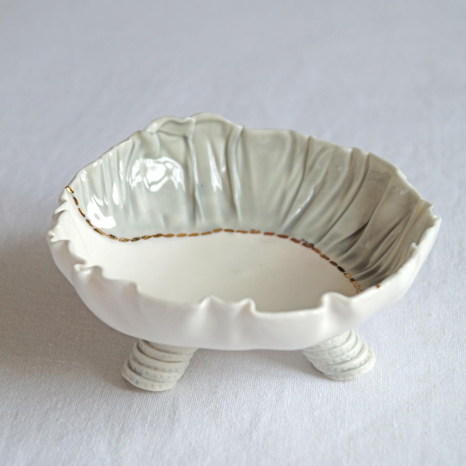 RUCHED No1, freeform bowl, porcelain jewellery bowl, pottery 9th anniversary, china 2nd 20th anniversary, porcelain 18th anni