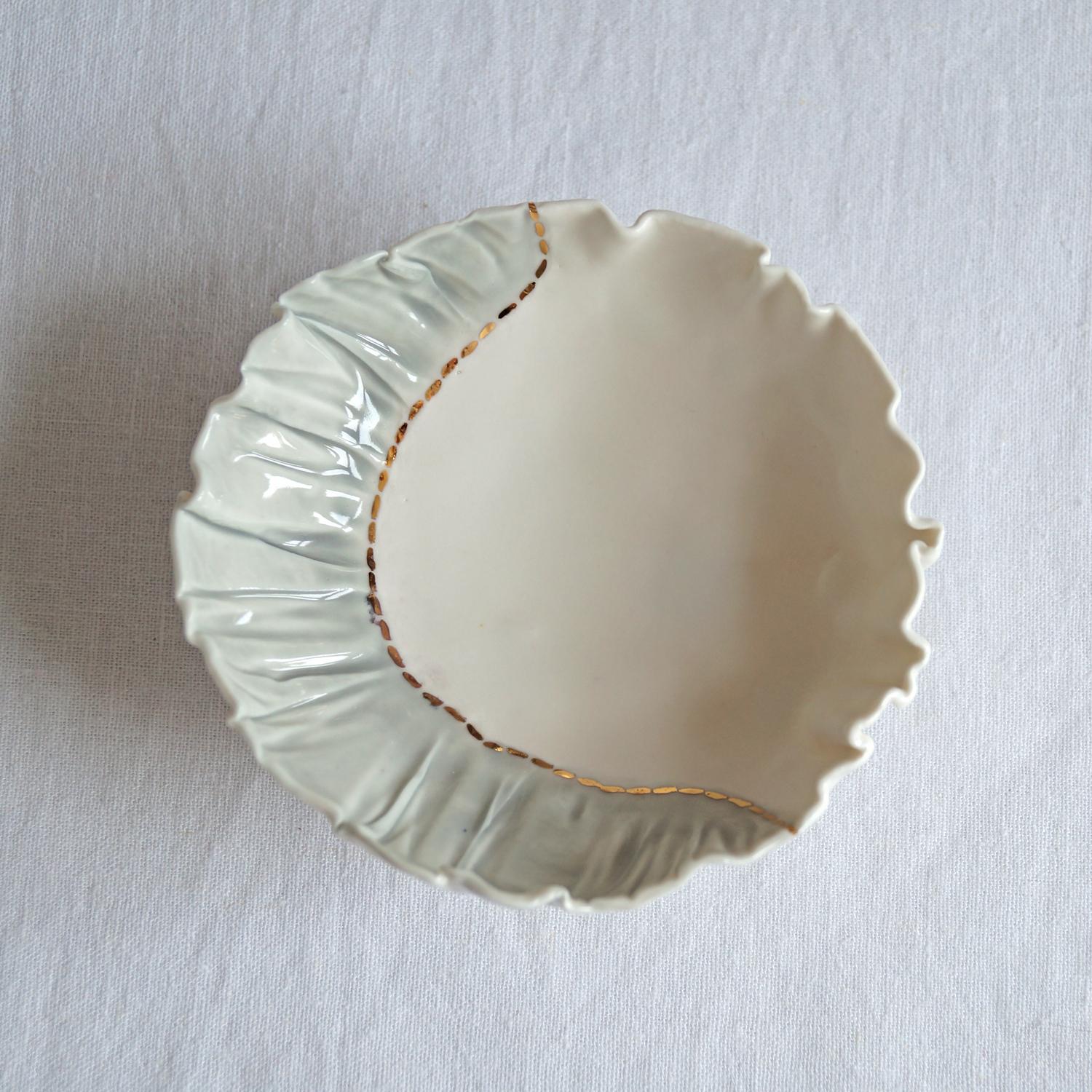 RUCHED No1, freeform bowl, porcelain jewellery bowl, pottery 9th anniversary, china 2nd 20th anniversary, porcelain 18th anni